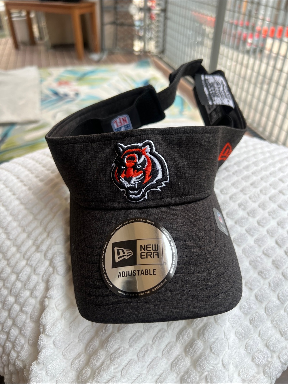 New Era Charcoal Visor with Orange & White Bengal Logo